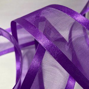 6 Purple Sheer Organza Ribbon with Border 1.5"
